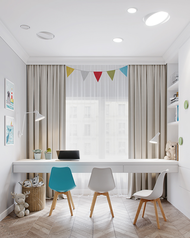 Thiết kế phòng ngủ cho 3 em bé theo phong cách hiện đại ở biệt thự Dương Nội