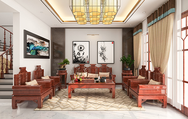 Thiết kế phòng khách nhà liền kề 3 tầng ở Dương Nội