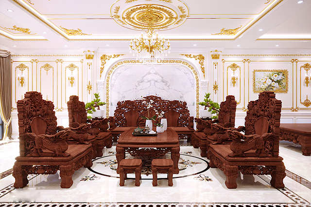 Thiết kế nội thất phòng khách căn biệt thư 160m2 ở Nam An Khánha