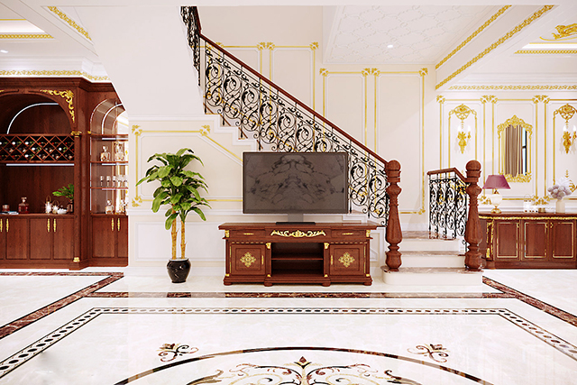 Thiết kế nội thất phòng khách căn biệt thư 160m2 ở Nam An Khánha