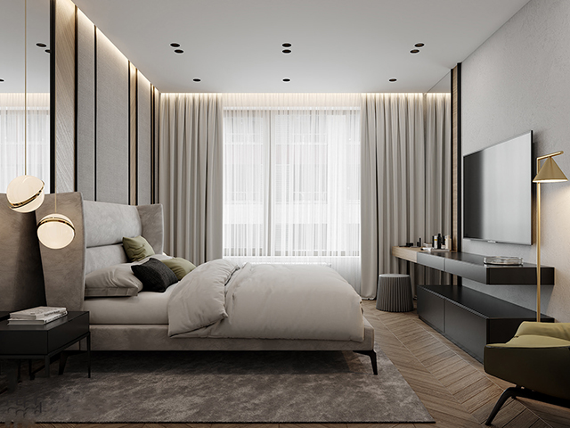 Thiết kế nội thất phòng khách hiện đại với gam màu sáng nhẹ nhàng ở biệt thự Dương Nội