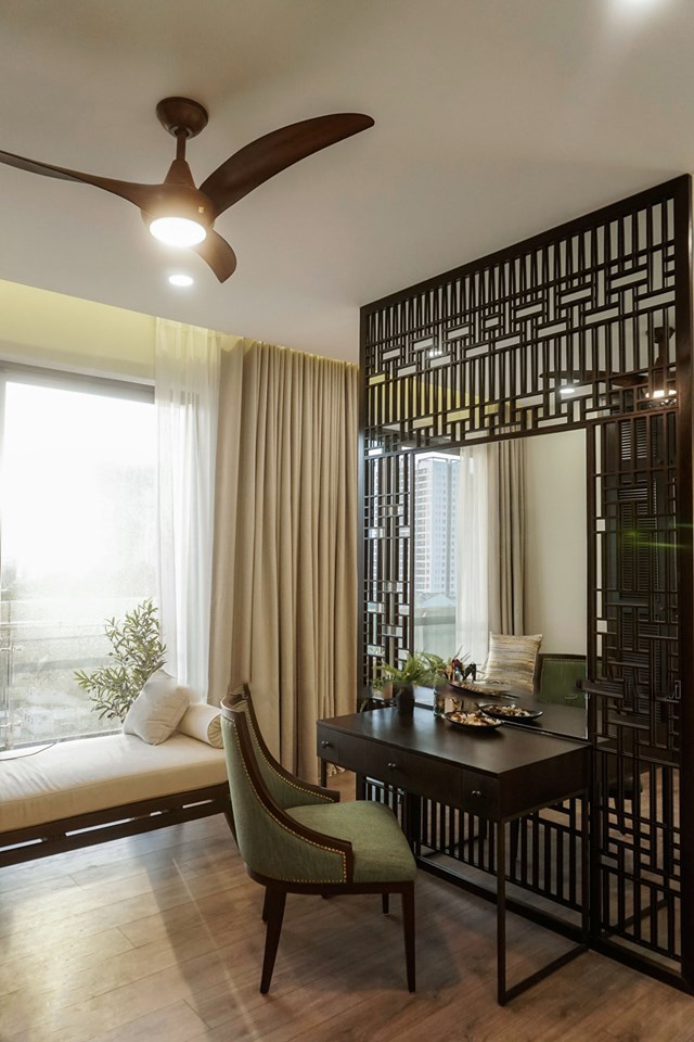 Thiết kế nội thất phòng ngủ theo phong cách Indochina ở nhà liền kề Nam An Khánh