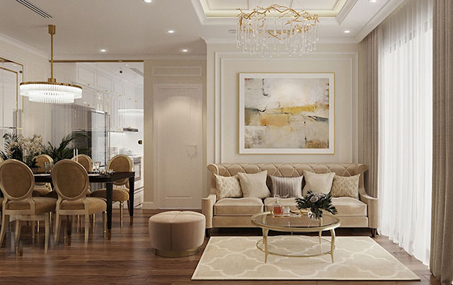 Thiết Kế Nội Thất Chung Cư Tân Cổ Điển Sang Trọng 2 Phòng Ngủ Ở Gamuda