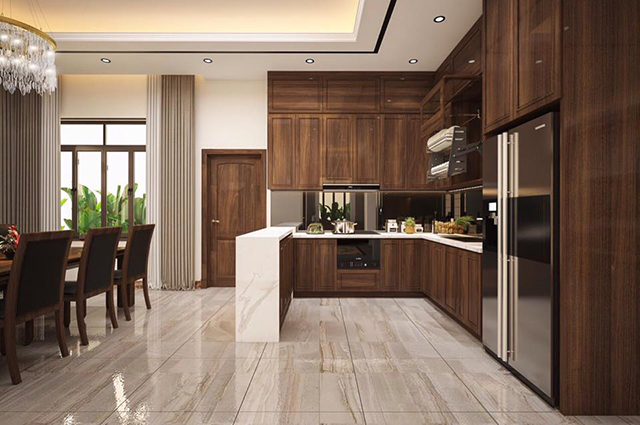 Thiết Kế Biệt Thự 3 Tầng Ở Dương Nội Với Nội Thất Gỗ Sang Trọng, Ấm Cúng.