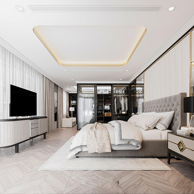 Thiết kế nội thất phòng ngủ master 38.6m2 theo phong cách hiện đại ở Nam An Khánh