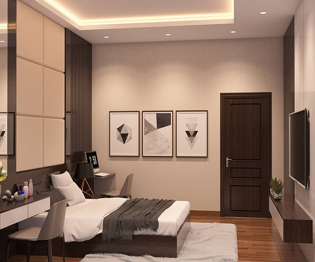 Thiết Kế Nội Thất Nhà Liền Kề Mái Thái Xanh 3 Tầng Ở Nam An Khánh