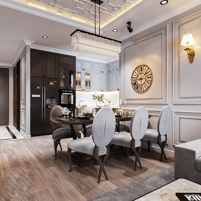 Thiết Kế Nội Thất Chung Cư Tân Cổ Điển 2 Phòng Ngủ Tại Hoàng Mai