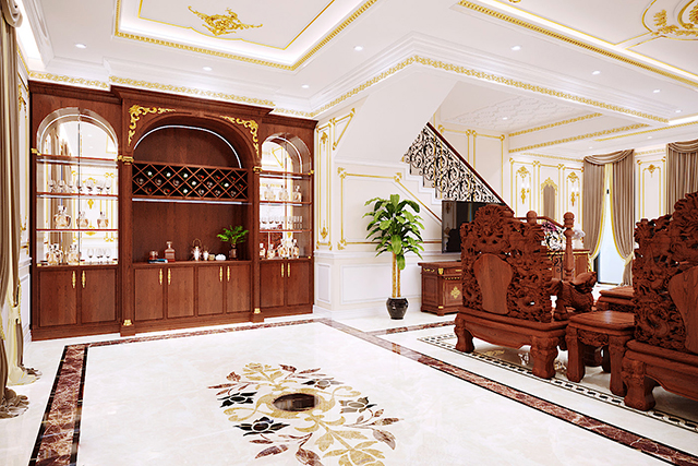 Thiết kế nội thất phòng khách căn biệt thư 160m2 ở Nam An Khánha