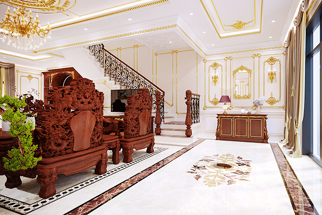 Thiết kế nội thất phòng khách căn biệt thư 160m2 ở Nam An Khánha