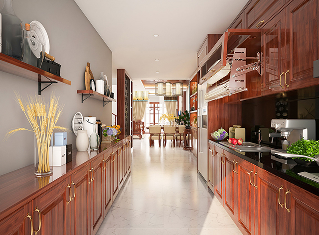 Thiết kế phòng bếp nhà liền kề 3 tầng ở Dương Nội