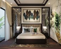 Thiết kế nội thất phòng ngủ theo phong cách Indochina ở nhà liền kề Nam An Khánh