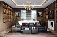Thiết kế phòng khách biệt thự thuộc dự án An Lạc Green Symphony tone màu tối trầm 