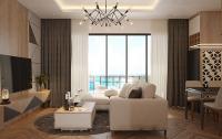 Phòng khách thiết kế hiện đại sáng màu thuộc chung cư Thanh Xuân