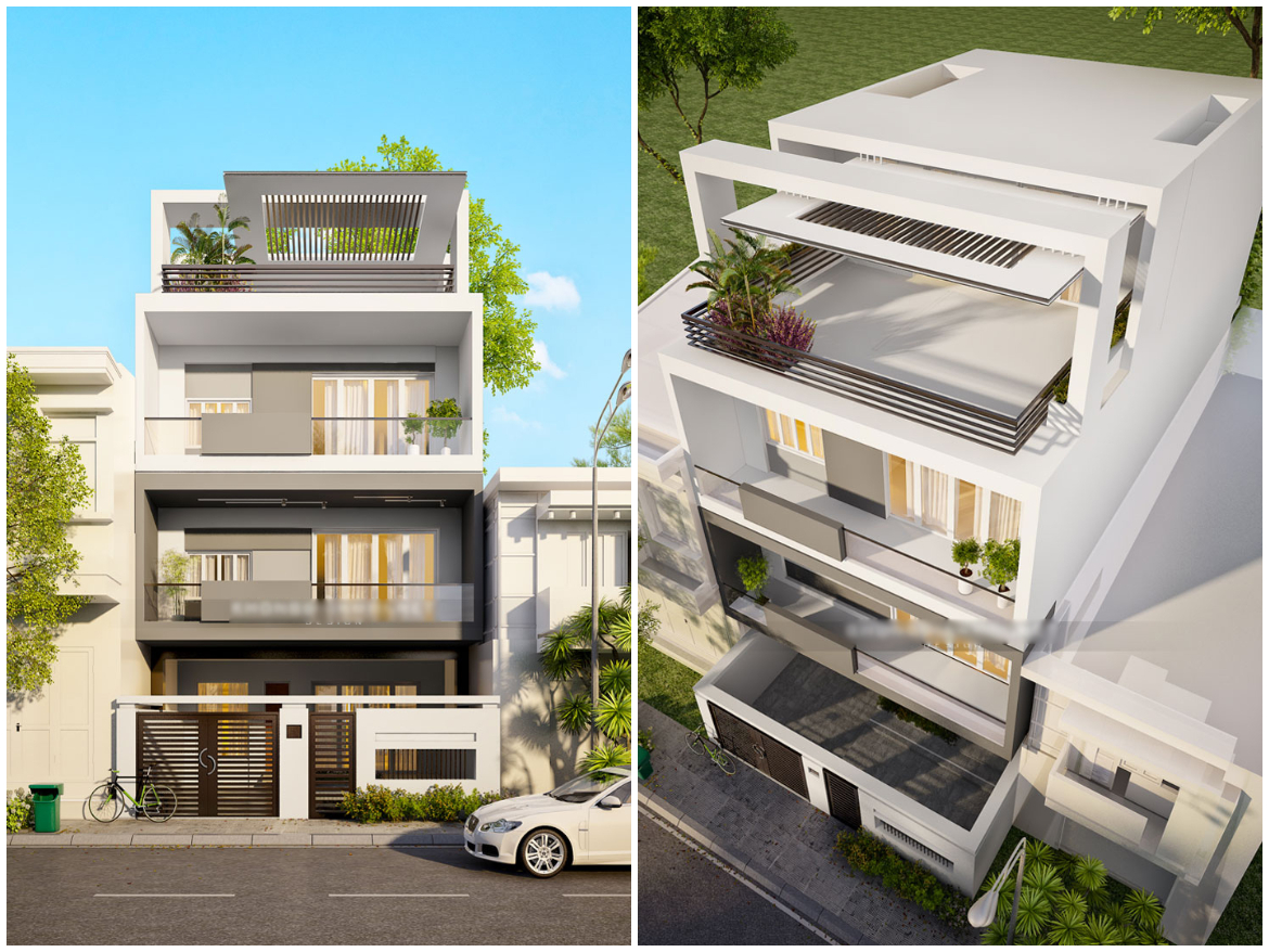 Dự án Thiết kế nhà 4 tầng phong cách hiện đại ở quận Hoàng Mai, Hà Nội.