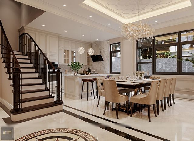 Thiết kế biệt thự phố 3 tầng phong cách tân cổ điển ở Dương Nội