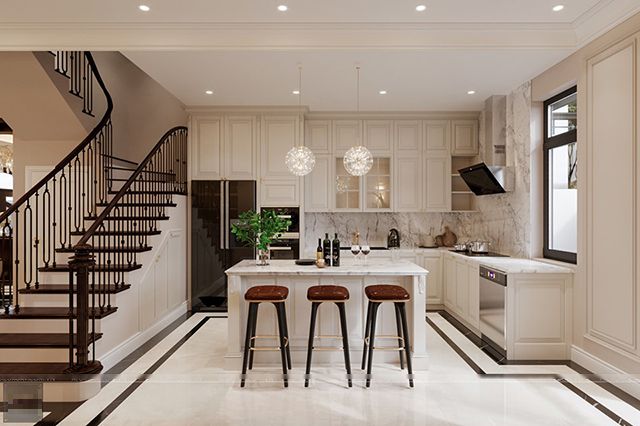 Thiết kế biệt thự phố 3 tầng phong cách tân cổ điển ở Dương Nội