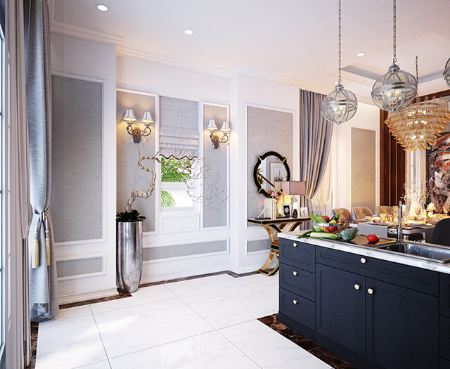 Thiết kế biệt thự 2 tầng phong cách tân cổ điển ở Dương Nội
