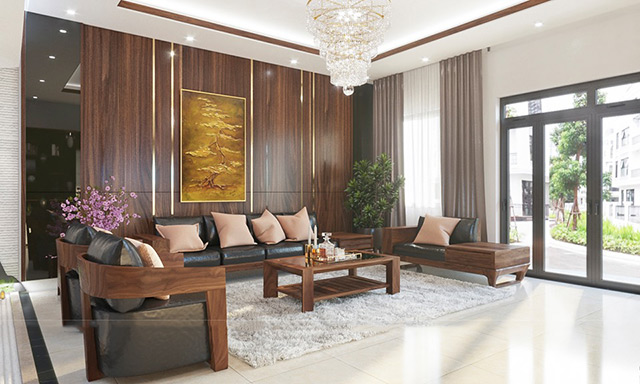 Thiết kế nội thất nhà liền kề 2 tầng 140m2 tại Hoài Đức, Hà Nội