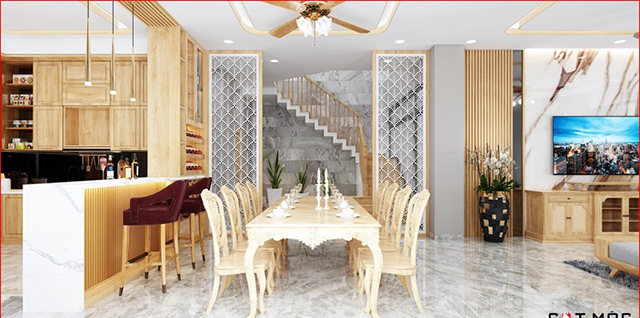 Thiết kế biệt thự 3 tầng 136m2 phong cách hiện đại ở Dương Nội
