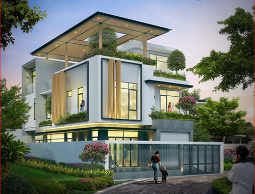 Dự án Thiết kế biệt thự 3 tầng 136m2 phong cách hiện đại ở Dương Nội