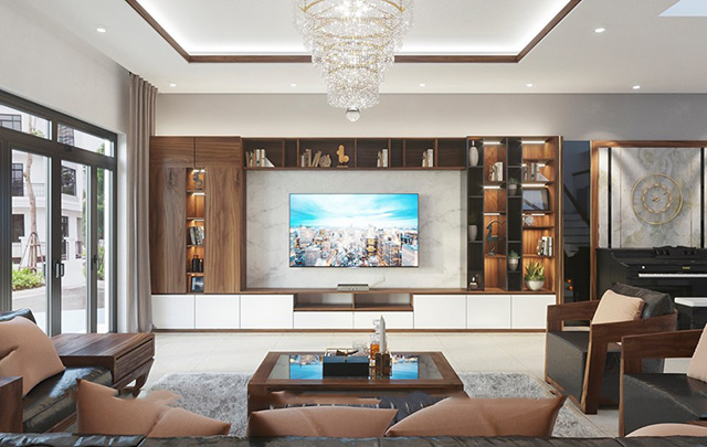 Thiết kế nội thất nhà liền kề 2 tầng 140m2 tại Hoài Đức, Hà Nội