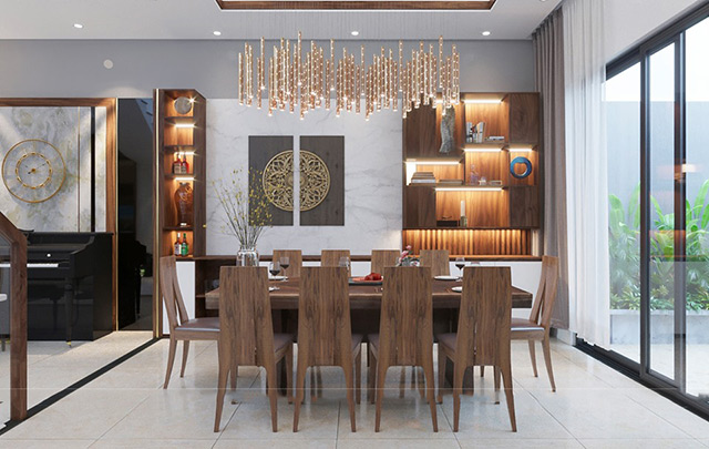 Thiết kế nội thất nhà liền kề 2 tầng 140m2 tại Hoài Đức, Hà Nội
