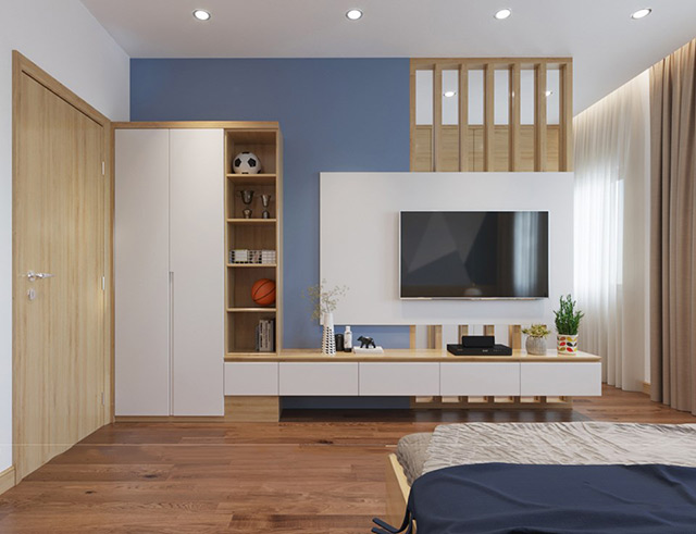 Thiết kế nội thất nhà liền kề 2 tầng 140m2 tại Hoài Đức, Hà Nội