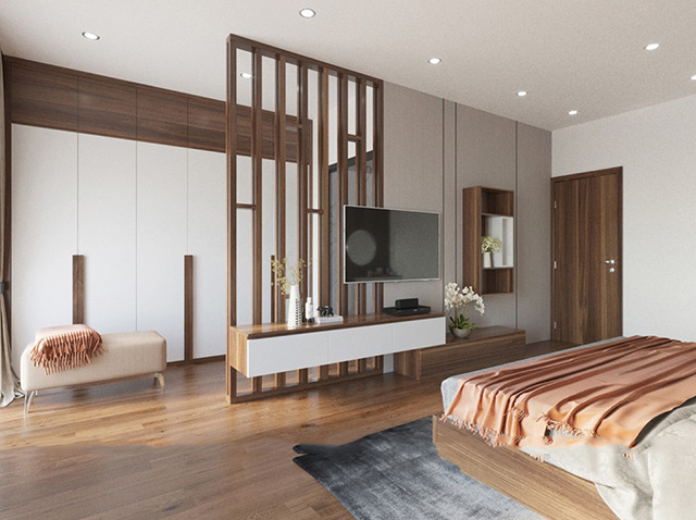 Thiết kế nội thất nhà liền kề 2 tầng 140m2 tại Hoài Đức, Hà Nội