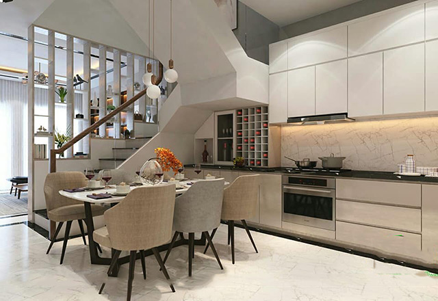 Thiết kế nội thất nhà liền kề 98m2 phong cách hiện đại tại Hoài Đức, Hà Nội