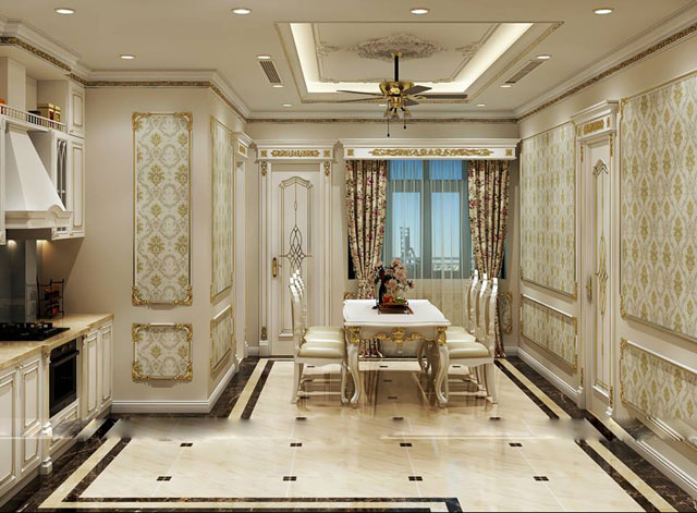 Thiết kế nội thất biệt thự tại  Thanh Xuân mang phong cách tân cổ điển hướng Đông Bắc