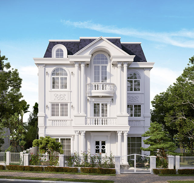 Thiết kế biệt thự cổ điển 3 tầng 102m2 ở Dương Nội