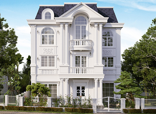Dự án Thiết kế biệt thự cổ điển 3 tầng 102m2 ở Dương Nội