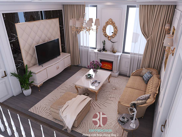 Thiết kế nội thất biệt thự tân cổ điển 118m2 tại Hoài Đức, Hà Nội