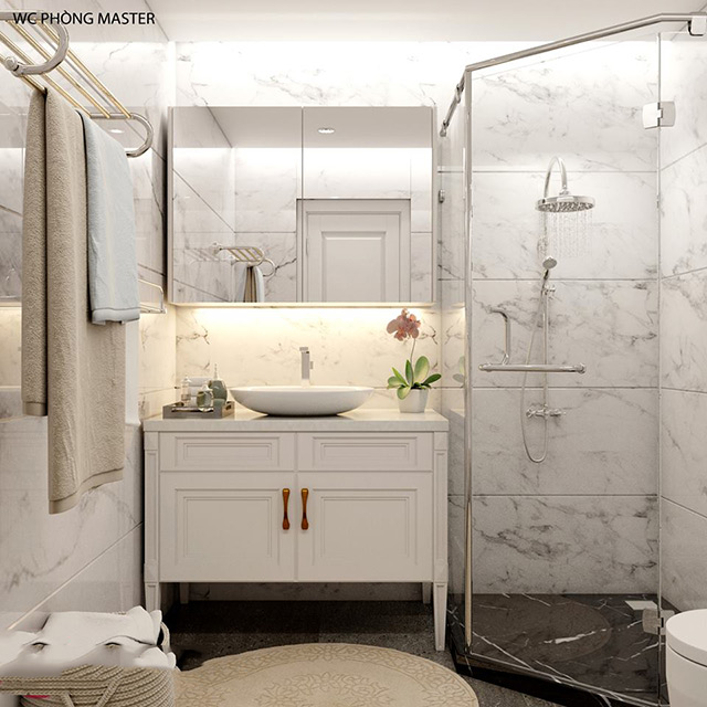 Thiết kế nội thất biệt thự tân cổ điển 118m2 tại Hoài Đức, Hà Nội