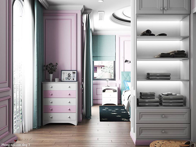 Thiết kế nội thất biệt thự tân cổ điển 118m2 tại Hoài Đức, Hà Nội
