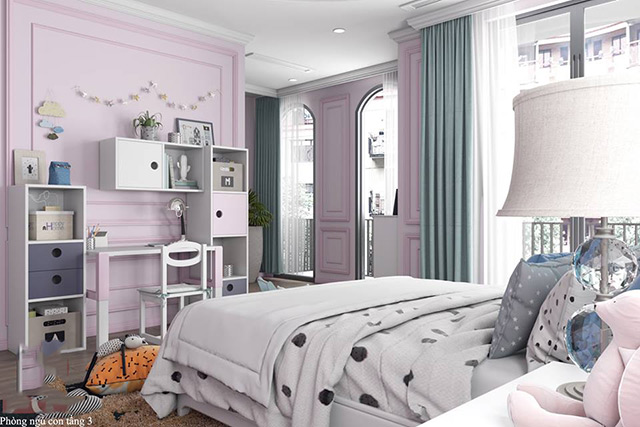 Thiết kế nội thất biệt thự tân cổ điển 118m2 tại Hoài Đức, Hà Nội