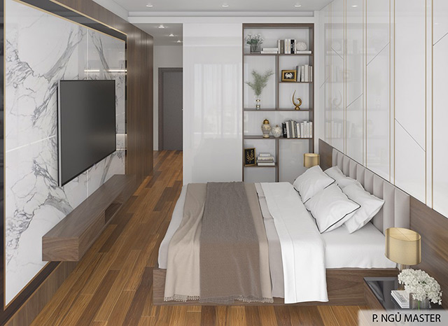 Thiết kế nội thất nhà liền kề 95m2 phong cách hiện đại tại Hoài Đức, Hà Nội