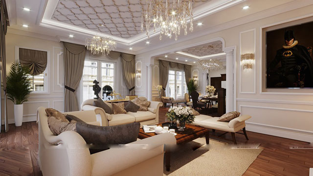 Thiết kế nhà liền kề 140m2 hướng tây nam mang phong cách cổ điển tại Nguyễn Xiển