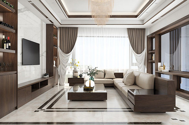 Thiết kế nội thất nhà liền kề 95m2 phong cách hiện đại tại Hoài Đức, Hà Nội
