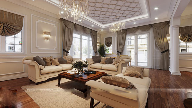 Thiết kế nhà liền kề 140m2 hướng tây nam mang phong cách cổ điển tại Nguyễn Xiển