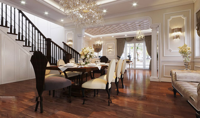 Thiết kế nhà liền kề 140m2 hướng tây nam mang phong cách cổ điển tại Nguyễn Xiển
