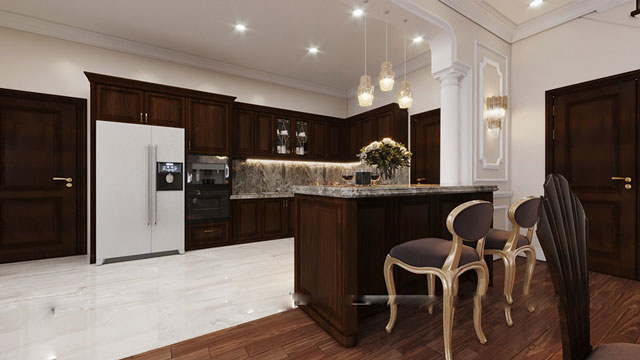 Thiết kế nhà liền kề 140m2 hướng tây nam mang phong cách cổ điển tại Nguyễn Xiển