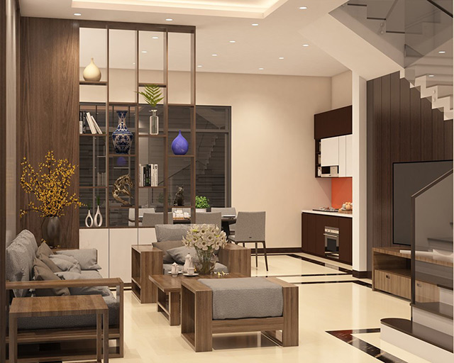 Thiết kế nội thất biệt thự 3 tầng 90m2 tại Hoài Đức, Hà Nội