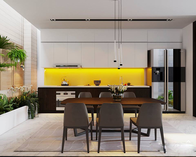 Thiết kế nội thất nhà liền kề 3 tầng 105m2 ở Nam An Khánh