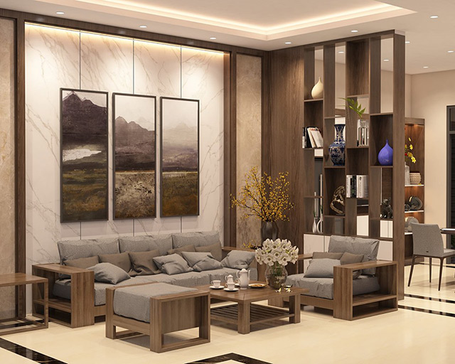 Thiết kế nội thất biệt thự 3 tầng 90m2 tại Hoài Đức, Hà Nội