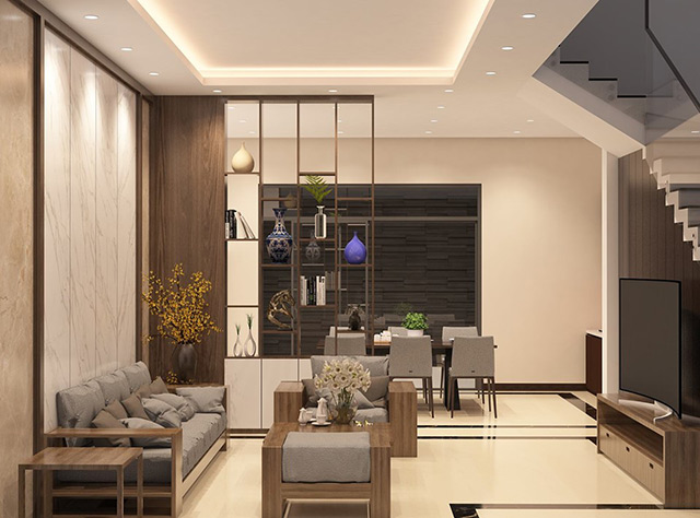Thiết kế nội thất biệt thự 3 tầng 90m2 tại Hoài Đức, Hà Nội