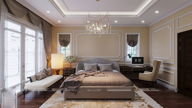 Thiết kế nhà liền kề 140m2 hướng tây nam mang phong cách cổ điển tại Nguyễn Xiển