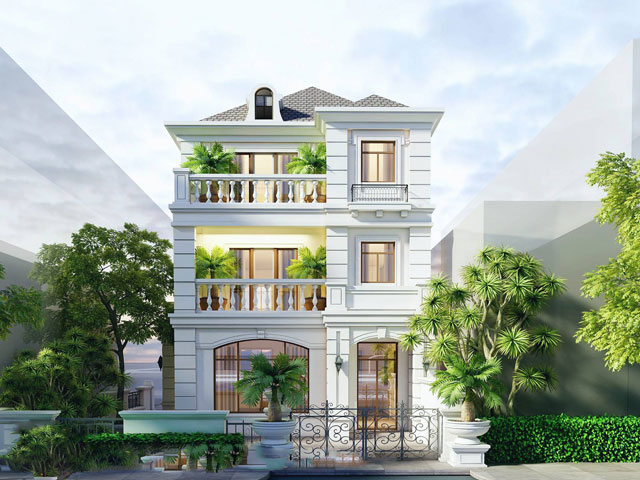 Dự án Thiết kế biệt thự Nam An Khánh hướng Đông Nam phong cách tân cổ điển