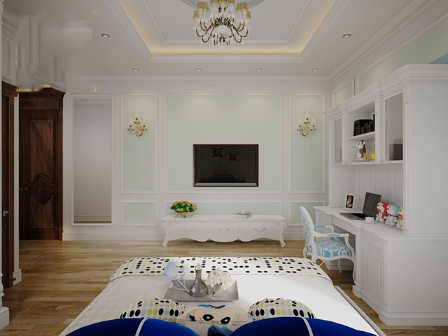 Thiết kế nội thất biệt thự tân cổ điển 105m2 tại Hoài Đức, Hà Nội