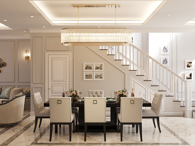 Thiết kế nội thất biệt thự 3 tầng ở Nam An Khánh phong cách tân cổ điển